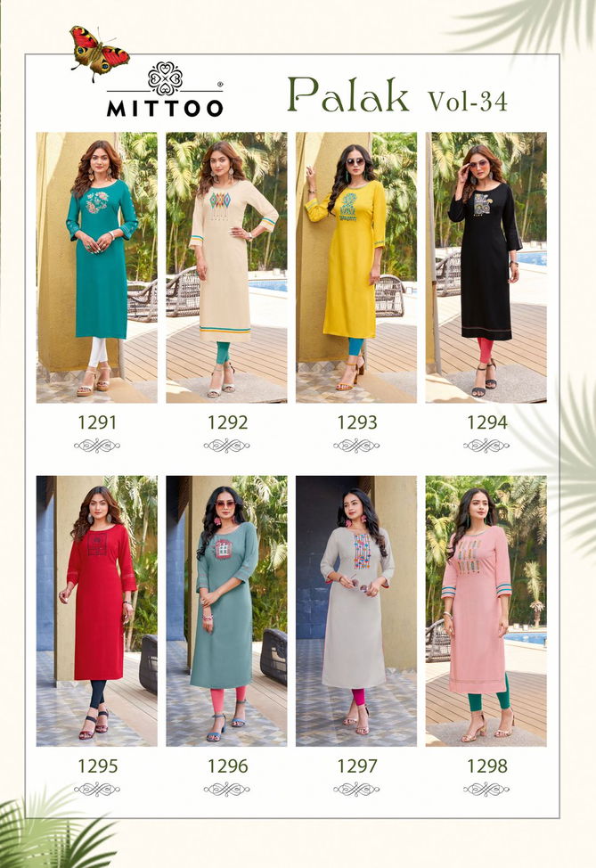 Palak Vol 34 By Mittoo Designer Kurtis Catalog